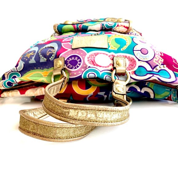 Limited Edition Coach Poppy Pop C Large Spotlight Sequins gems glitter metallic - Picture 16 of 16